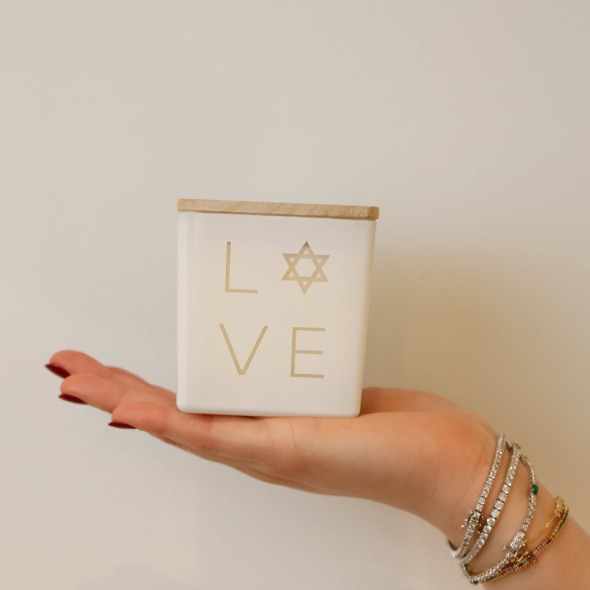 Love + Star of David Candle
