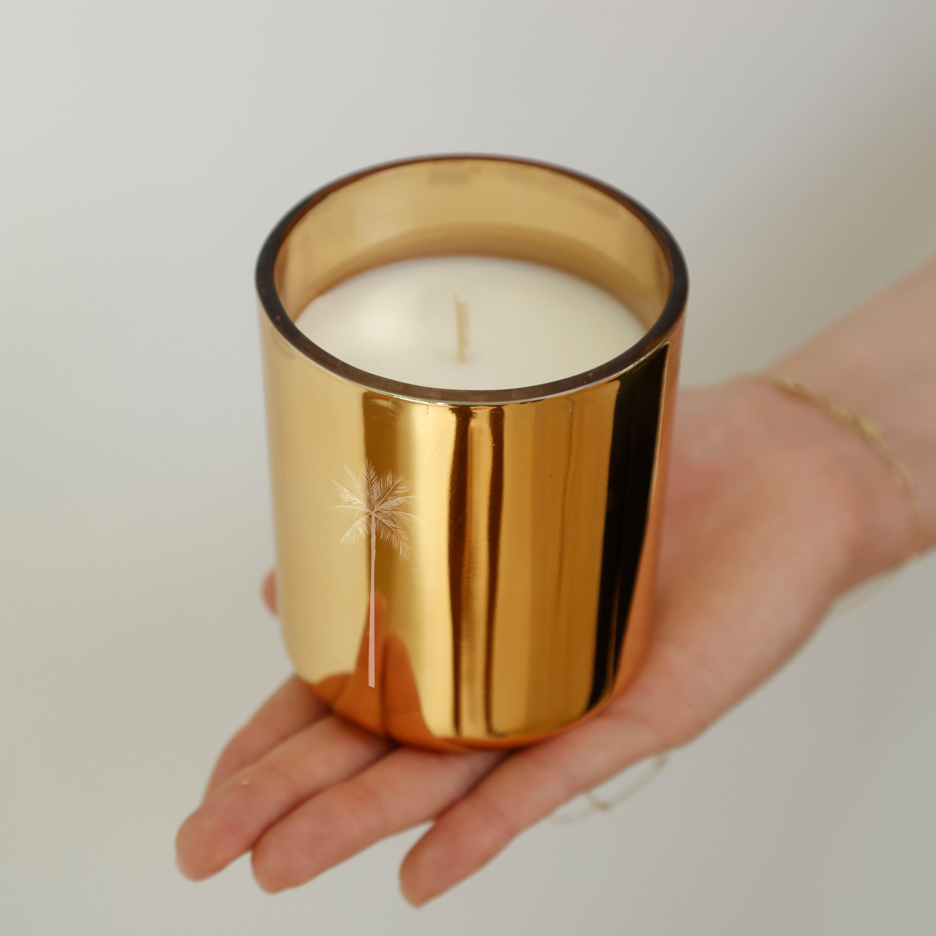 READY TO SHIP METALLIC LE PALM CANDLE