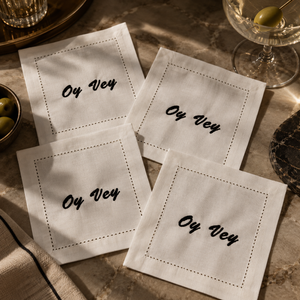 OY VEY LINEN COCKTAIL NAPKIN SET