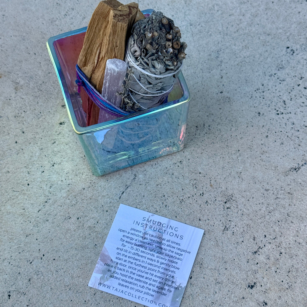 person holding iridescent smudge kit