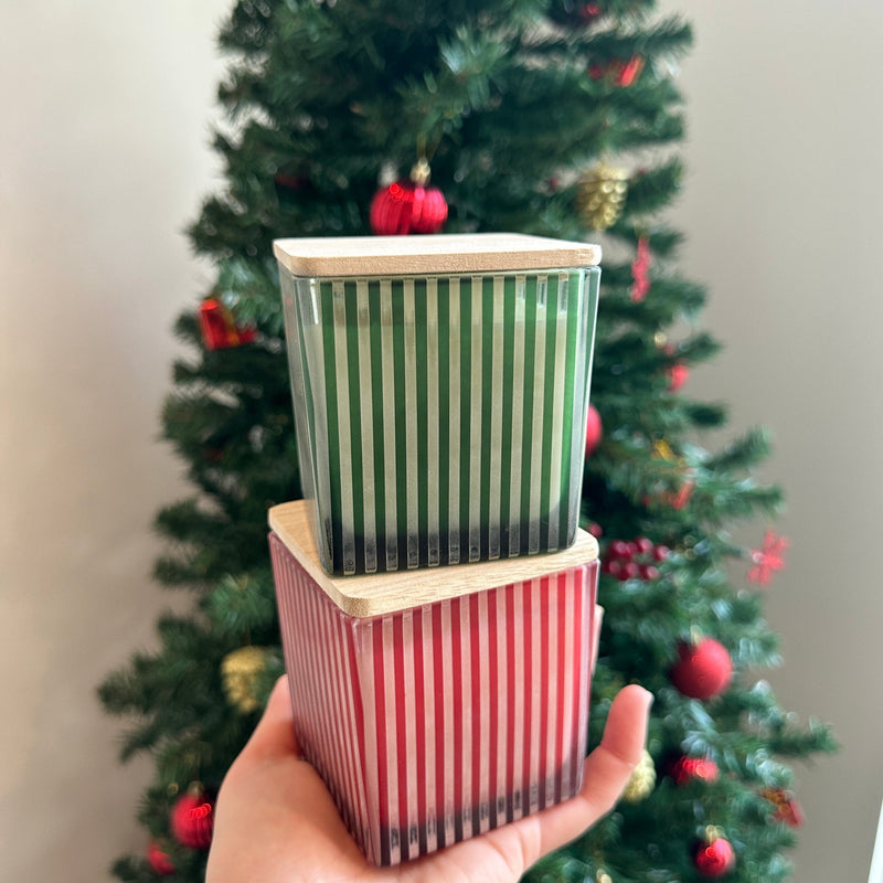 READY TO SHIP RED & GREEN VERTICAL STRIPES MIDI GIFT SET