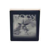 upload the pet's photo. example on black candle  with the full photo.