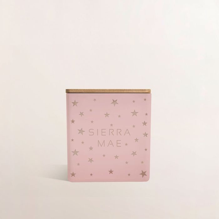 Welcome baby candle in blush pink