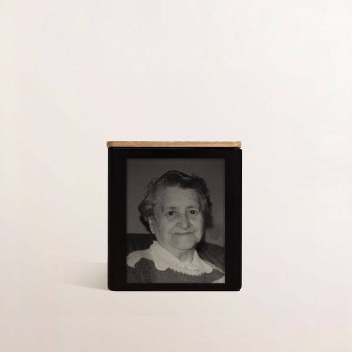 Memorial candle with a photo