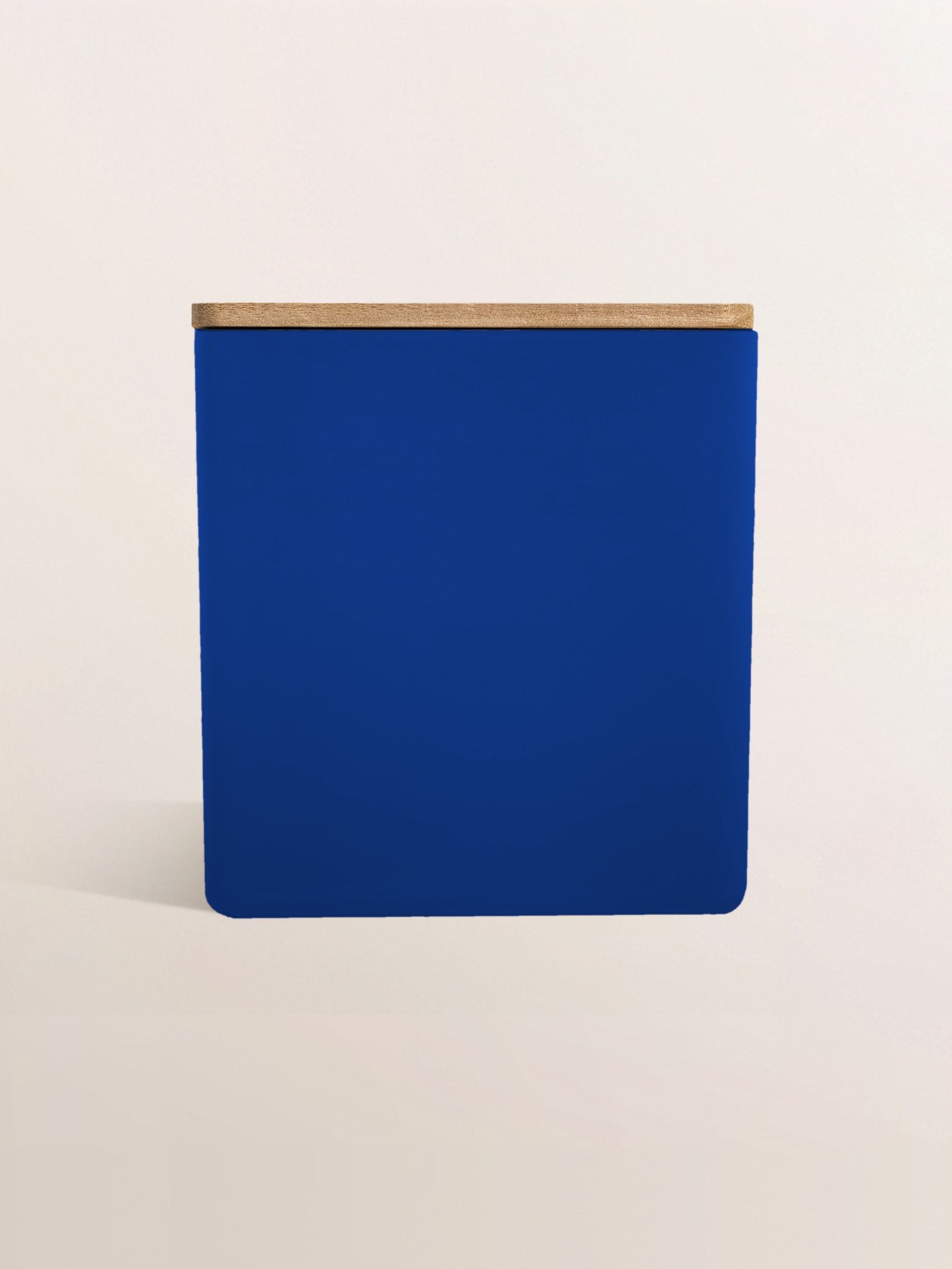 Cobalt blue jar with a wood lid