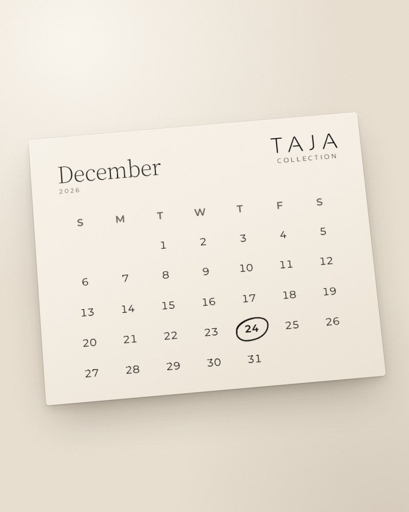 A December calendar card with the 24th circled in black ink